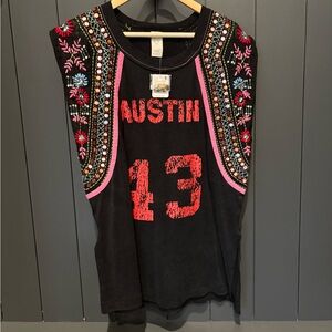 NWT Free People Black and Red Graphic Tee TUNIC, Boho